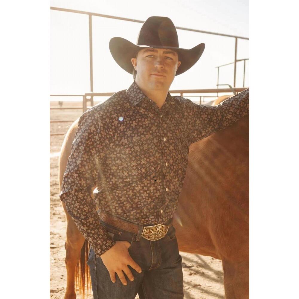 NEW STERLING KREEK long sleeve button up shirt in red cloud